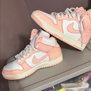Nike Coral and White High-Top Sneakers
